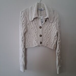 Zara Cream Cable Knit Cardigan